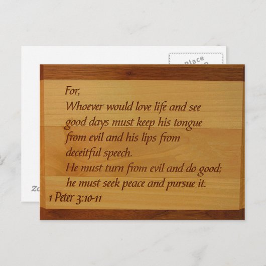 Carte Postale 1 Peter 3:10-11 Postcard (Devant / Derrière)
