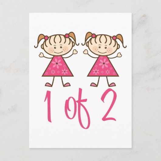 Carte Postale 1 Sur 2 Filles Roses (Devant)
