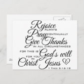 Carte Postale 1 Thes 5:16-18 - Art Écriture (Devant / Derrière)