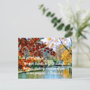 Carte Postale 1 Thess. 1:2 Nous rendons grâce à Dieu toujours po