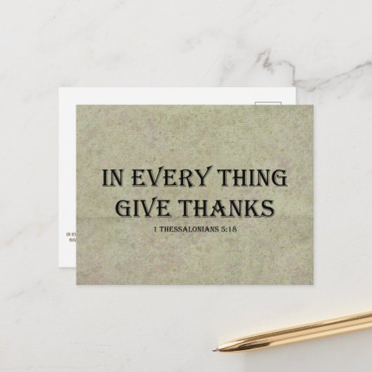 Carte Postale 1 Thessaloniciens 5:18 (Devant/Arrière en situation)