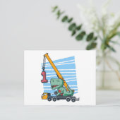 Carte Postale 1er anniversaire 1 an grue mobile dinosaure (Debout devant)