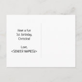 Carte Postale 1er anniversaire : Bold, amusant, simple, arc-en-c (Dos)