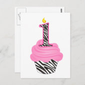 Carte Postale 1er anniversaire Diva Cupcake (Devant / Derrière)