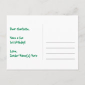 Carte Postale 1er anniversaire : Fun Stars Motif, Rainbow 1, Nom (Dos)