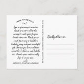 Carte Postale 1er anniversaire, ou n'importe quelle année, Merci (Dos)