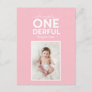 Carte Postale 1er anniversaire simple onderful coloré typographi