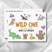 Carte Postale 1er anniversaire Wild One Jungle Safari Animaux