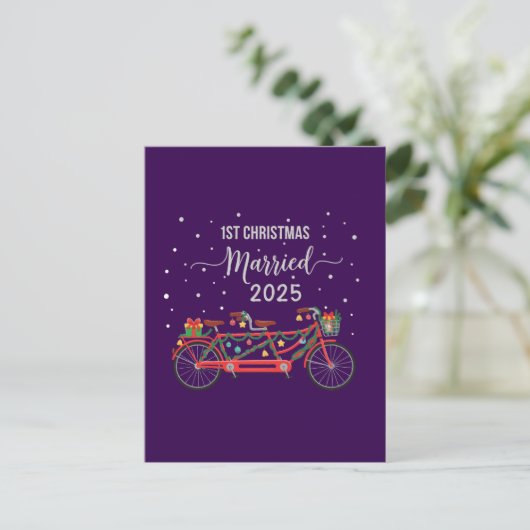 Carte Postale 1er Noël Marié 2025 Tandem Vélo (Debout devant)