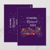 Carte Postale 1er Noël Marié 2025 Tandem Vélo (Devant / Derrière)