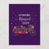 Carte Postale 1er Noël Marié 2025 Tandem Vélo (Devant)