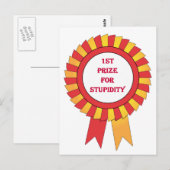 Carte Postale 1er prix pour la stupidité (Devant / Derrière)