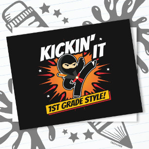 Carte Postale 1ère année Ninja Kick Premier jour Retour à l'écol