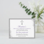 Carte Postale 1ère communion d'argent pourpre en Faire-part repo (Debout devant)
