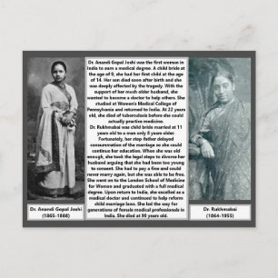 Carte Postale 1ère Médecine féminine Inde Rukmabai Anandi Joshi