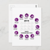 Carte Postale 2015 Zodiac Calendar Happy Chinese New Yr (Devant / Derrière)