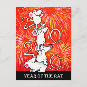 Carte postale 2020 Année du rat par N. Janes