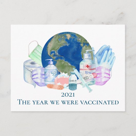 Carte Postale 2021 Année civile nous avons été Vacciné Vaccin (Devant)