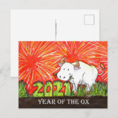 Carte postale 2021 Année du Bœuf (Devant / Derrière)