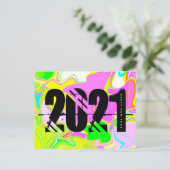 Carte Postale 2021 New Years Trippy Neon Liquid Bold Font (Debout devant)