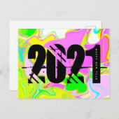 Carte Postale 2021 New Years Trippy Neon Liquid Bold Font (Devant / Derrière)