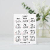 Carte Postale 2022 White 52 Week Calendar par Janz Postcard (Debout devant)