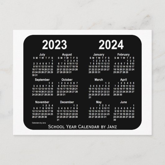 Carte Postale 2023-2024 Calendrier de l'école White Neon par Jan (Devant)