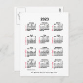 Carte Postale 2023 Blanc 52 semaines Calendrier ISO par Janz Pos (Devant / Derrière)