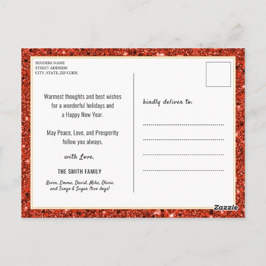 Carte Postale 2023 Calendrier Famille moderne 12 Photo Parties s (Dos)