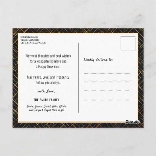 Carte Postale 2023 Calendrier moderne Gold et noir Script photo (Dos)