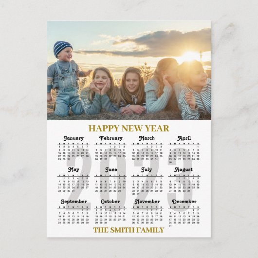 Carte Postale 2023 Calendrier moderne Gold et noir Script photo (Devant)