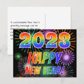 Carte Postale 2023 HEUREUSE NOUVELLE ANNÉE !, Motif de feux d'ar (Devant / Derrière)