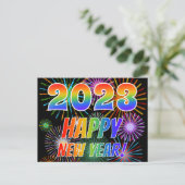 Carte Postale 2023 HEUREUSE NOUVELLE ANNÉE !, Motif de feux d'ar (Debout devant)