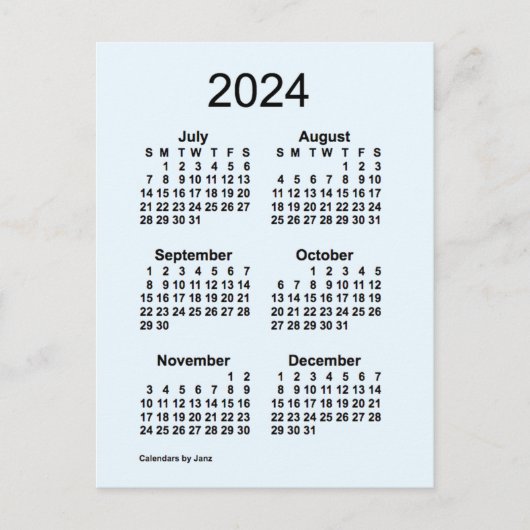 Carte Postale 2024 Alice Blue 6 Mois Mini Calendrier par Janz (Devant)