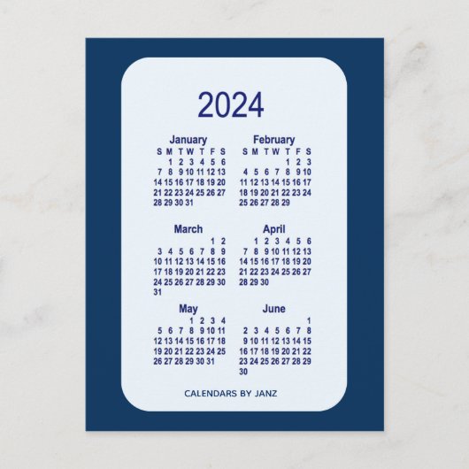 Carte Postale 2024 Alice Blue 6 Mois Mini Calendrier par Janz (Devant)