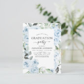 Carte Postale 2024 Dusty Blue Graduation Floral Green Invitat (Debout devant)