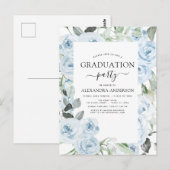 Carte Postale 2024 Dusty Blue Graduation Floral Green Invitat (Devant / Derrière)
