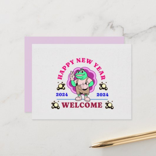 CARTE POSTALE 2024 NOUVELLE ANNÉE GRÂCE AU SOUHAIT (Devant/Arrière en situation)