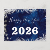 Carte Postale 2025, Bonne année ! Bleu Noël Joyeux Noël (Devant)