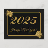 Carte Postale 2025, Bonne année! fleur d'or et arrière - plan no (Devant)