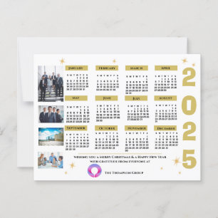 Carte Postale 2025 Gold Corporate Calendrier Noël & Nouvel An