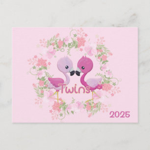 Carte Postale 2025 Grossesse jumelle attendue Faire-part