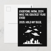 Carte Postale 2025 Tenez ma bière Jour de l'An (Devant / Derrière)