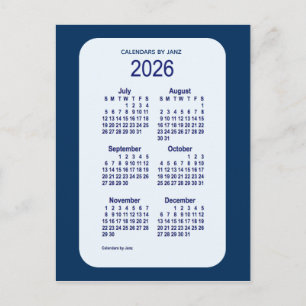 Carte Postale 2026 Alice Blue 6 Mois Mini Calendrier par Janz
