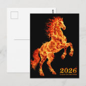 Carte Postale 2026 Année du Cheval de Feu (Devant / Derrière)