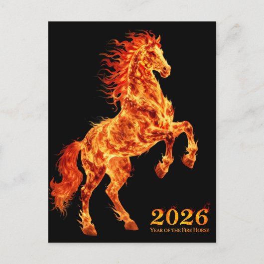 Carte Postale 2026 Année du Cheval de Feu (Devant)