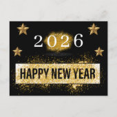 Carte Postale 2026, Bonne année ! Étoiles de Parties scintillant (Devant)