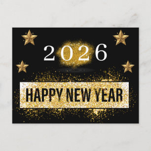 Carte Postale 2026, Bonne année ! Étoiles de Parties scintillant