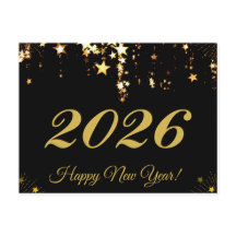 2026, Bonne année ! étoiles d'or et arrière - plan