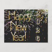 Carte Postale 2026, Bonne année! Feu Feu Feu Joyeux Noël (Devant)